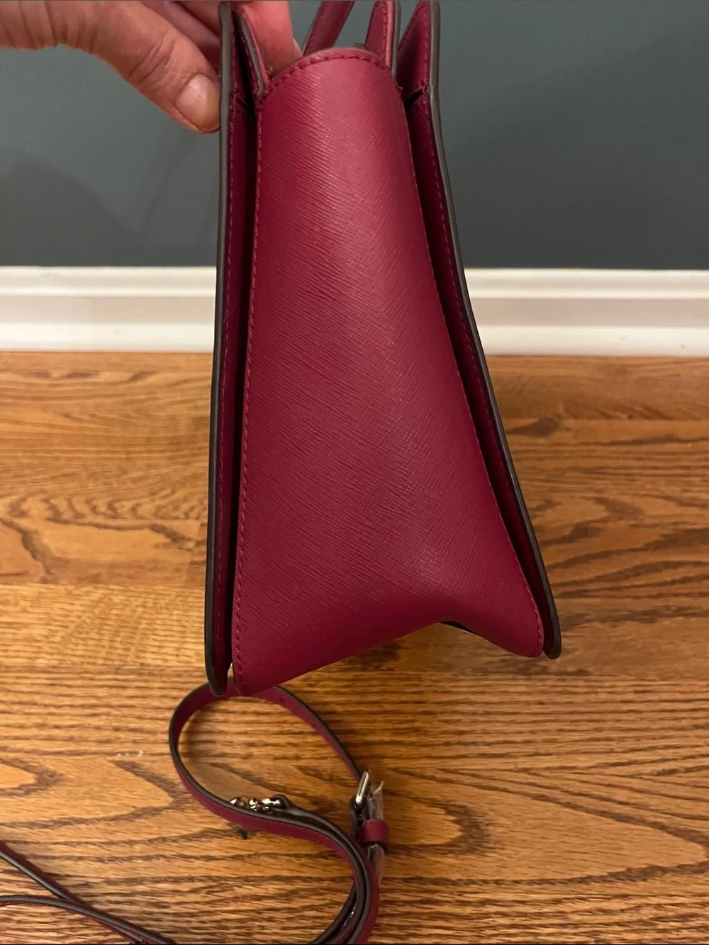 Kate Spade Laurel Way Reese Satchel Crossbody Saffiano Leather Blackberry/Maroon